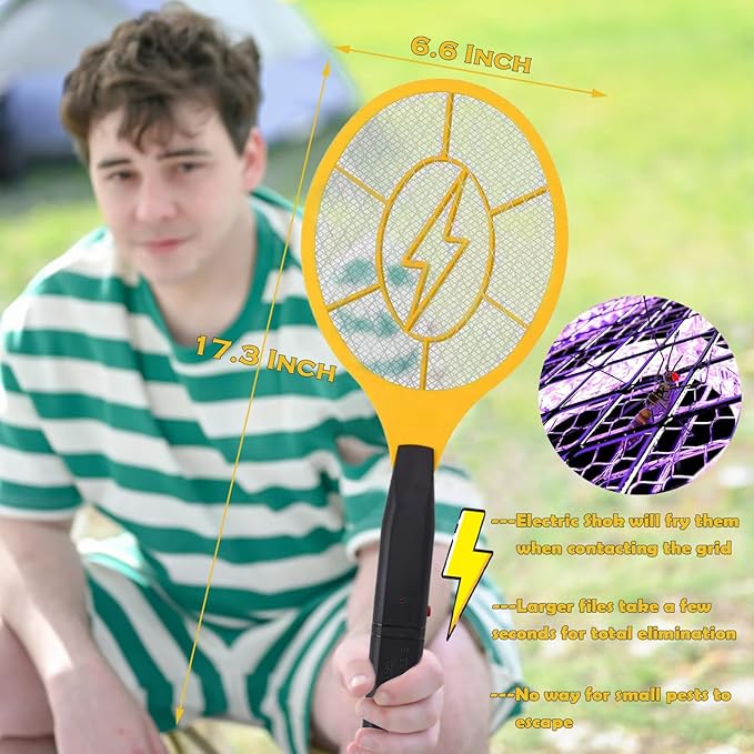 2 Pack Electric Fly Swatter Handheld Bug Zapper Racket for Outdoor &amp Indoor Mosquito Zapper Racket Battery Powered Tennis Mosquito Rackets for Insect