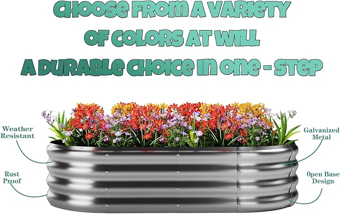 Galvanized Metal Planter Raised Garden Bed Kit for Gardening Outdoor Garden Box Raised Flower Bed 2PC Blue 3X3X1FT