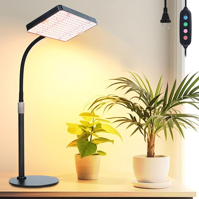Tabletop Grow Lights for Indoor Plants 25 Watt Bright Natural Sunlight Full Spectrum Plant Growing Lamps for Houseplants &amp Bonsai 4/8/12/16/20H Timer Plant Light Auto On/Off Everyday