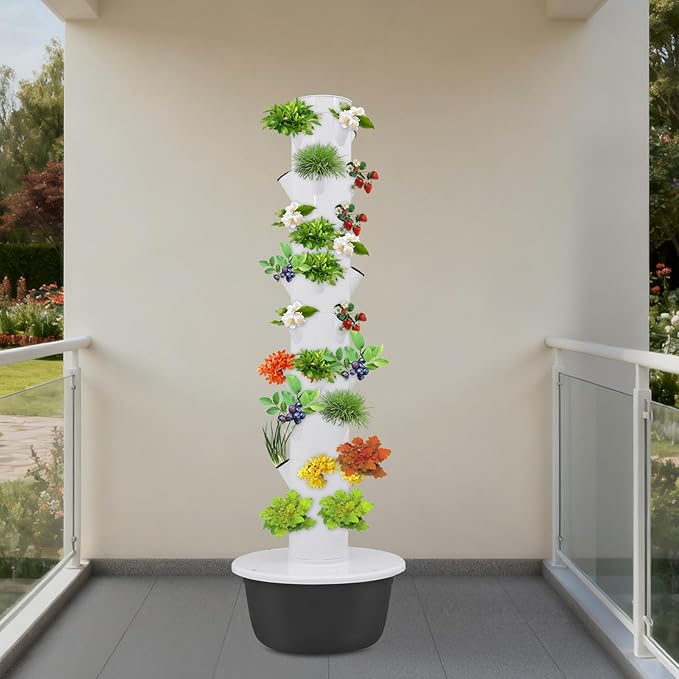 Floorstanding Hydroponic Growing Tower 36-Plant Spots Hydroponic Growing System Vertical Garden Kit with Water Pump &amp Timer for Fruits Vegetables
