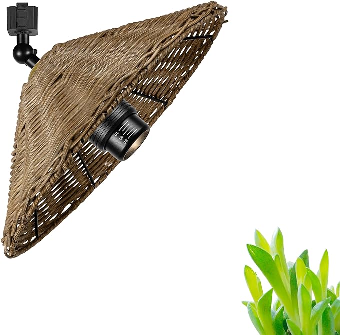 Full Spectrum 10W LED Focusing Grow Spotlight Bulb Plant Grow Light for H-Type Track Adjustable Gimbaled Light Boho Style Brown Twine Natural Rattan Mushroom for Green House Customizable