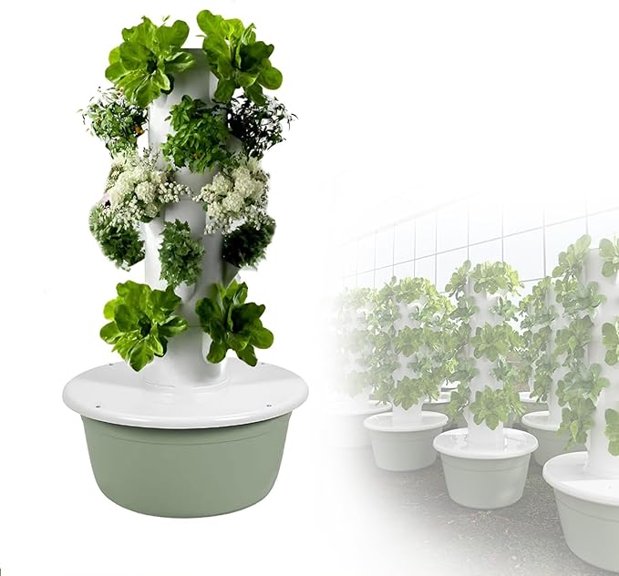 5/7/9 Tier Outdoor Indoor Hydroponic Grow Kit Hydroponics Growing System Tower with LED Grow Light for Gardening Lover9Tier (with Light)