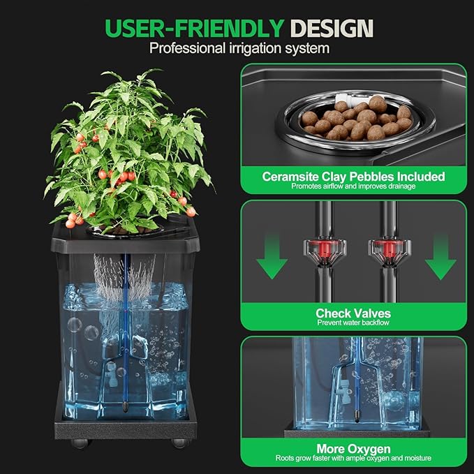 SPECILITE DWC Hydroponics Grow System with Top Drip Kit 7 Gallon 2 Buckets Deep Water Culture Recirculating Drip Garden System with Plant Stand with Wheels Air Pump Air Stone Air Hose