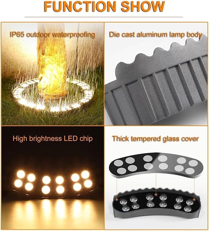 LED Ring Tree Hug Lamp 12W Surrounding LED Tree Spotlights Waterproof IP65 Die Cast Aluminum Outdoor Tree Spotlight AC24V Garden Courtyard Landscape Lamp(Red9PCS(24V))