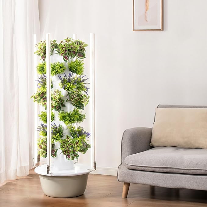 Hydroponics Growing System5/7/9 Layers Indoor Hydroponics Growing Tower with LED LightSoilless Cultivation Herbs Fruits Vegetables Vertical Planter (5Layer)