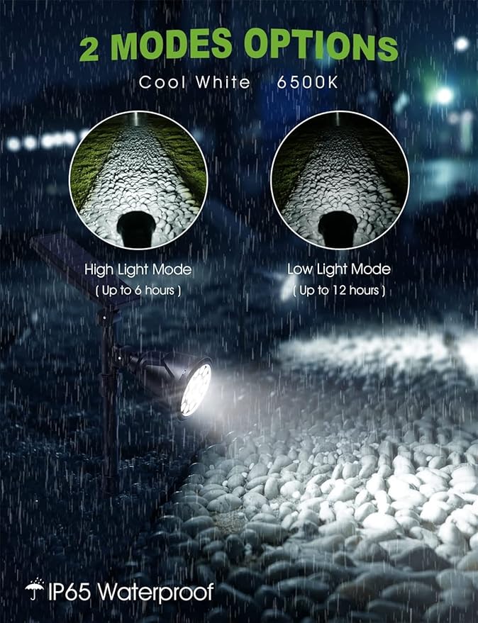 Solar Spot Lights Outdoor2.5W Solar Panel and Bright 2 in 1 Waterproof Solar Powered Landscape Spotlights Wall Light for Garden Patio Yard Flag Pole PoolWarm Light6 pcs (White Light 4 pcs)