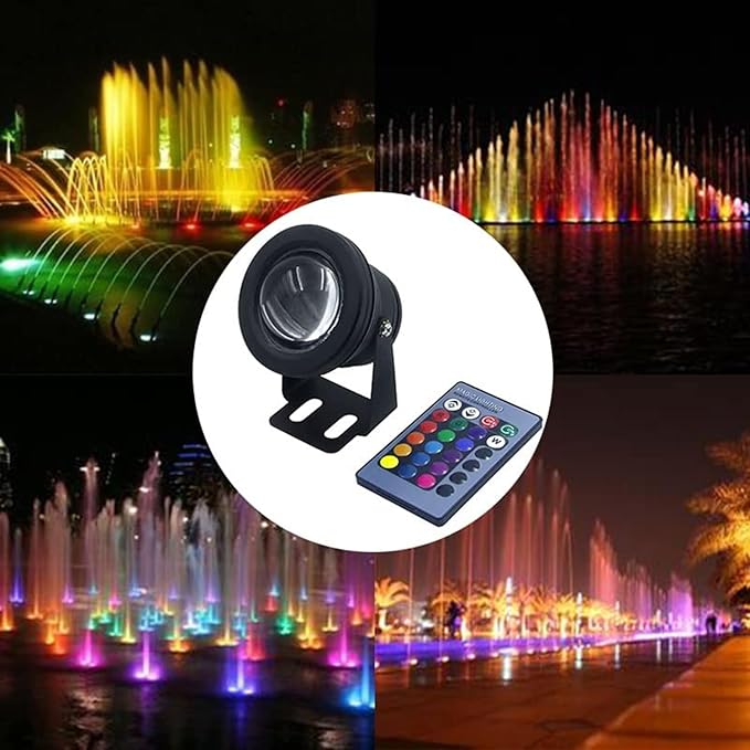 Outdoor Landscape Spotlights 10W LED Underwater Pond Lights - Ring Fountain LED Lamp RGB Remote Control Outdoor Landscape Lights IP68 Waterproof Garden Spotlight for G