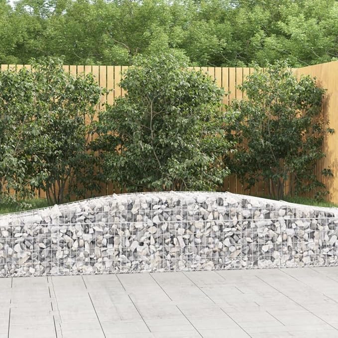Galvanized Iron Gabion Basket Set of 3 Silver Rectangular Raised Garden Fence Panel 157.5 x 157.5 x 23.6 in Easy Assembly Retaining Wall for Outdoor Patio Yard Landscaping