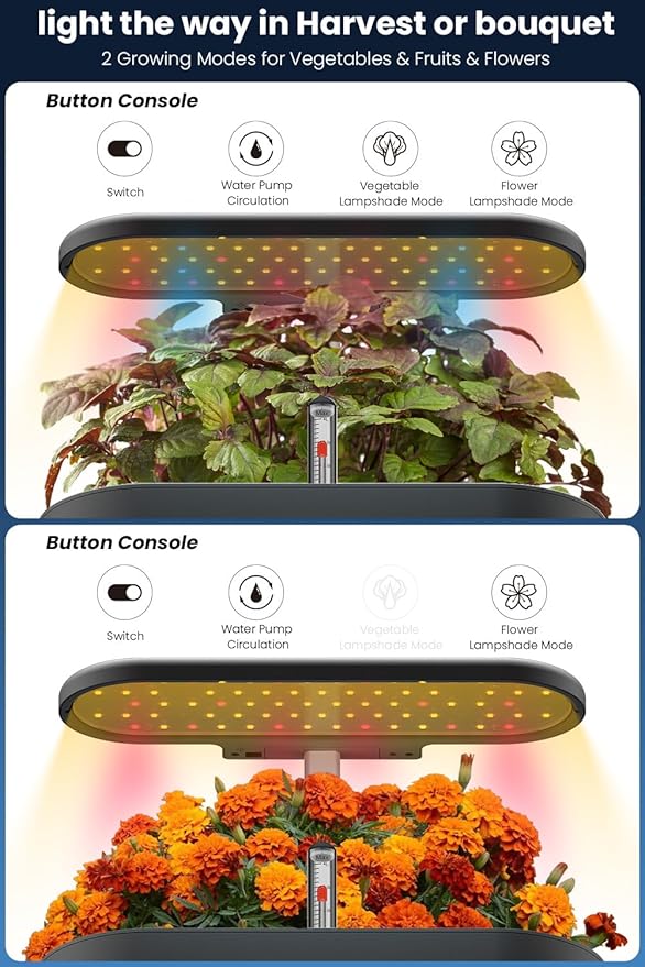 inbloom 12 Pods Hydroponics Growing System Black and 20 Pcs Grow Baskets 20 Pcs Grow Domes 48 Pcs Grow Labels