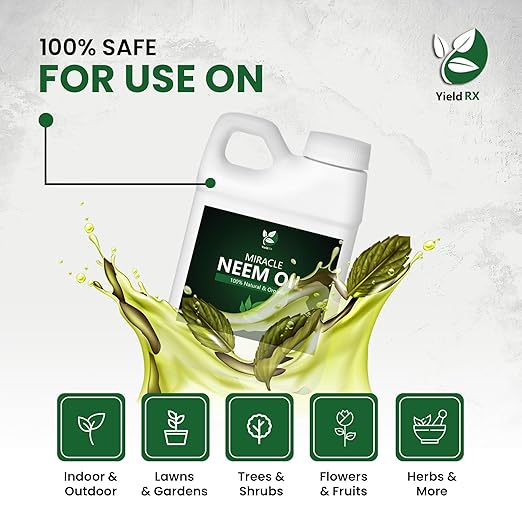100% Pure Cold-Pressed Concentrated Neem Oil – Natural Care for Indoor &amp Outdoor Plants and Vegetables (128 Oz)