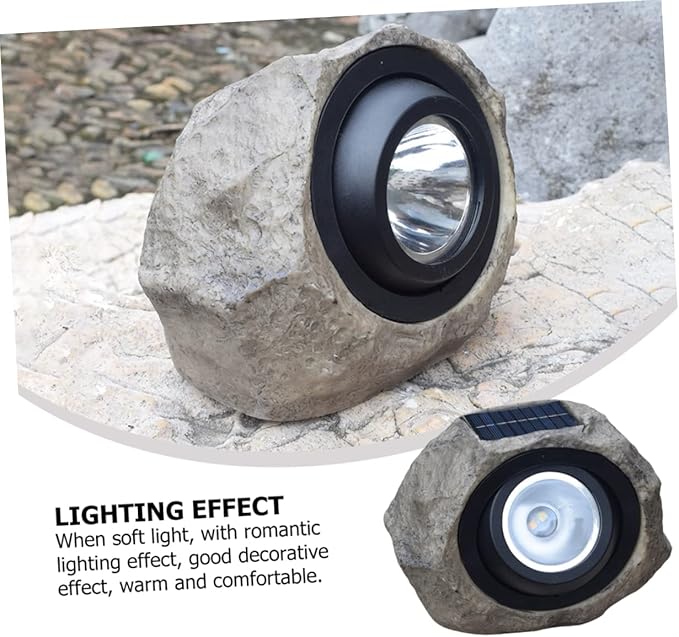 1pc Imitated Stone Solar Spotlight Brightness Decorative Outdoor Lamp for Gardens Patios and Lawns Weather Resistant Solar Light Dual Options Warm