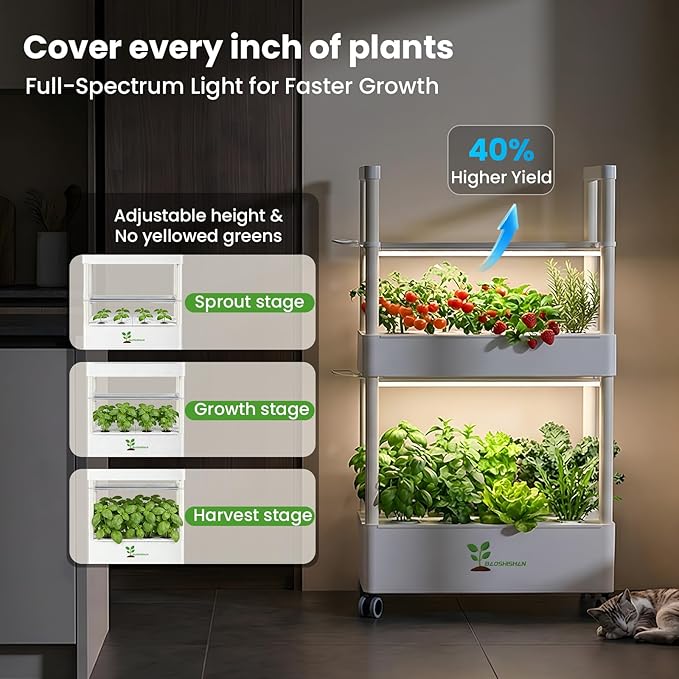 BAOSHISHAN Hydroponics Growing System for Indoor Garden 28-Pods Smart Indoor Gardening System with APP &amp Auto Timer Full Spectrum LED Grow Light Large Water Tank Ideal for Vegetable Fruit Herb
