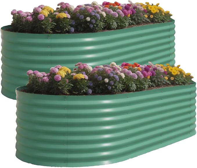 2PCS Raised Garden Beds Outdoor-Galvanized Raised Garden Bed Flower Planter Boxes for Gardening Vegetables Tomatoes and Potatoes