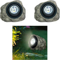 Solar Garden Rock Lights Outdoor - 2 Pack IP65 LED Waterproof Solar Spotlight Solar Powered Landscape Lights Decorative Garden Stone Lights for Pathway Walkway Yard PatioGray