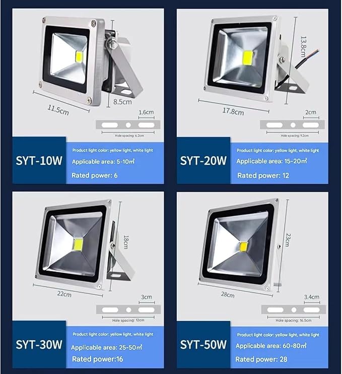 Brightness Floodlights LED Square Outdoor Rectangle Spotlight Waterproof IP66 Wall Washer Beam Light for Patio Garden Driveway Landscape(10W)