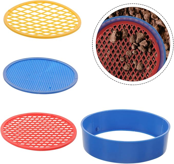 Sosoport 15sets Plastic Soil Sifters Mesh Screens for Gardening for Sifting Rocks and Handheld and Versatile Random Screens Included