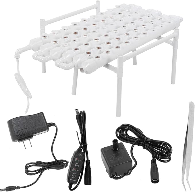 Hydroponic Grow Kit 1 Layer 54 Hole Plant Sites PVC Pipes Plant Growing System 100-240V(US-96CM)