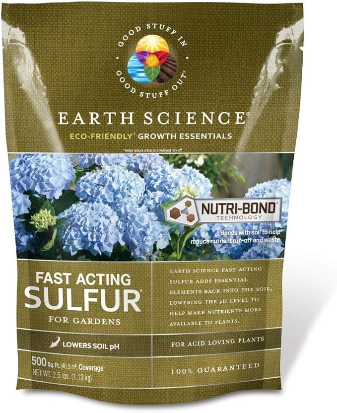 Earth Science Fast Acting Sulfur Granules – 2.5lb – Soil pH Reducer Lowers pH Instantly Reduces Nutrient Runoff Improves Growth &amp Color for Acid-Loving Plants Long-Lasting Lawn Care Supplement
