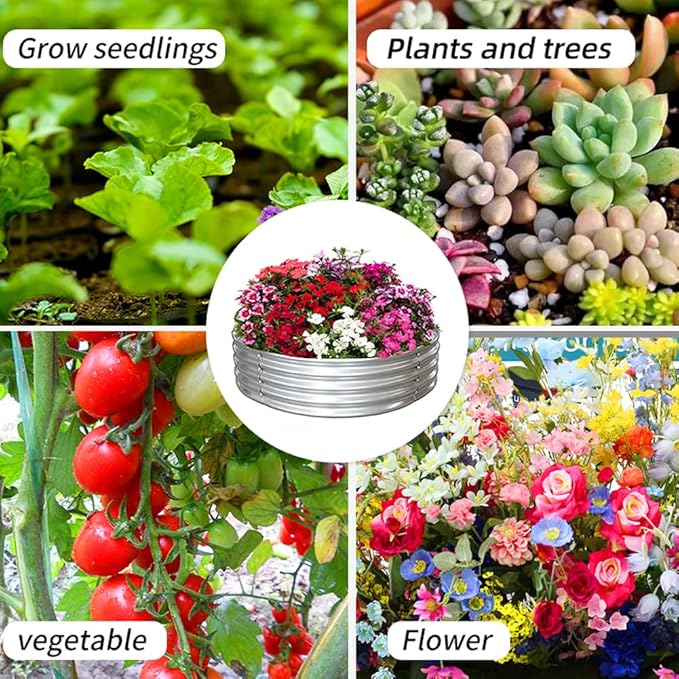 3 ft Galvanized Steel Raised Garden Bed Large Outdoor Metal Planter Box Big Flower Plant pots for Patio Backyard Porch Deck Planting Flowers Vegetables and Herbs (Silver 3 ft)