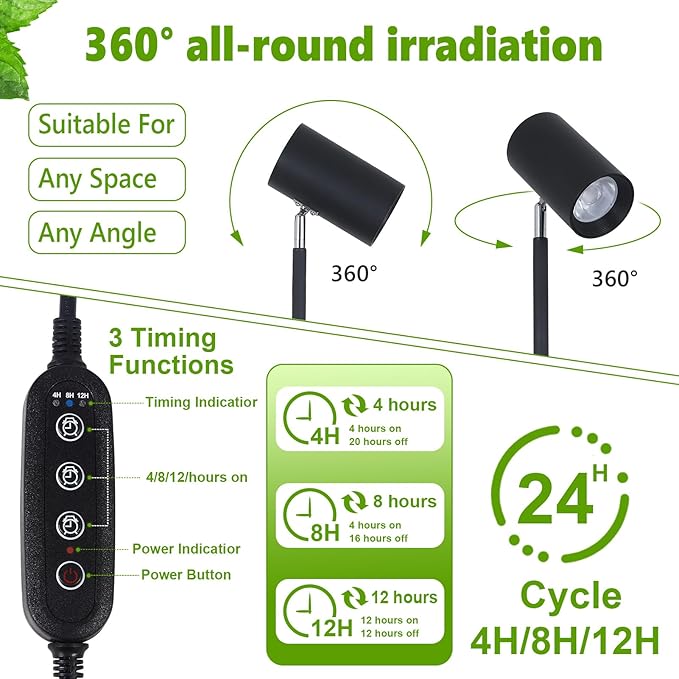 HMVPL 40W Grow Lights Stand for Indoor Plants Full Spectrum Standing Plant Light for Indoor Growing with COB Plant Light Bulb 4/8/12H Timer Tall Growth Floor Lamp for Large Plant (6 Level Height)