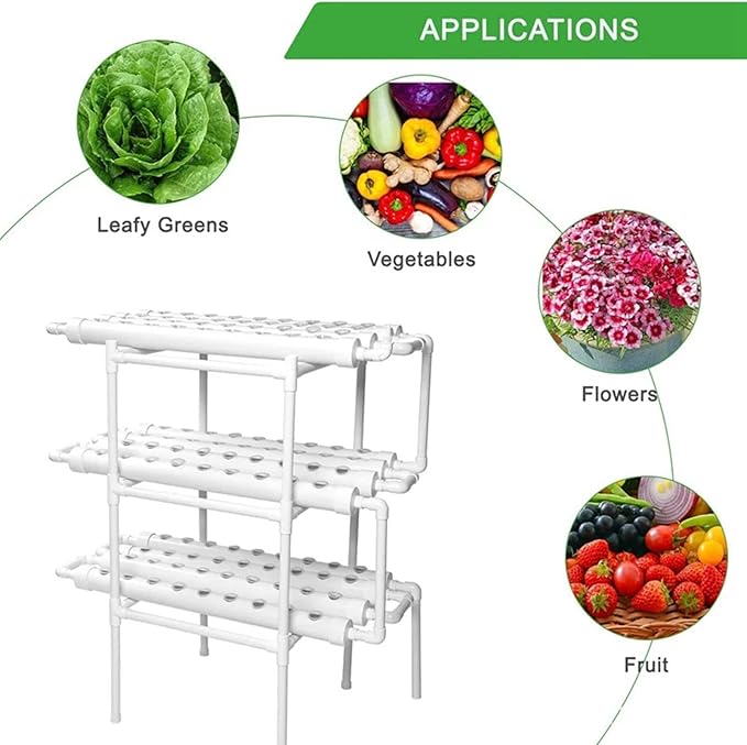 Pipe Type Hydroponic System 3 Layers 108 Holes Soilless Culture Equipment with Water Pump Controller Nest Basket Sponge for Wheatgrass Soybean Mung Hydroponics Nursery Planting