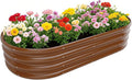 Galvanized Raised Garden Bed Kit Galvanized Planter Raised Garden Boxes Outdoor Oval Metal Raised Garden Beds for Vegetables (Brown)