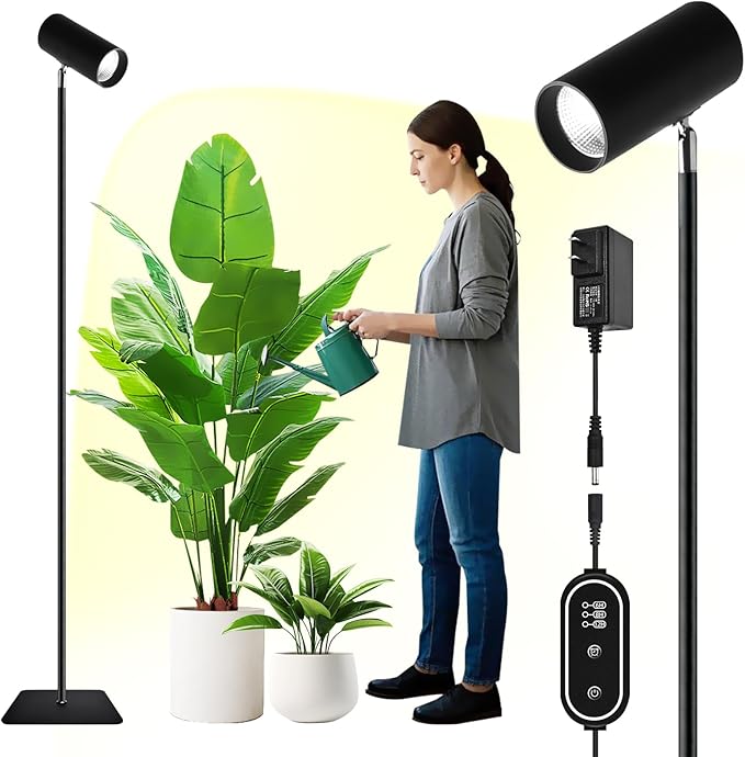 30W Full Spectrum Grow Light 5000LM High-CRI COB LED Floor Lamp with 6/8/12H Timer Adjustable Height (28-83) &amp Angle Grow Lights for Indoor Plants Succulents &amp Flowers (warm white 4000K)