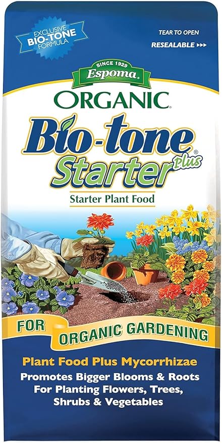 Espoma Organic Bio-Tone Starter Plus 4-3-3 Natural &amp Organic Starter Plant Food with Both Endo &amp Ecto Mycorrhizae 4 lb. Bag The Ultimate Starter Plant Food - Pack of 4