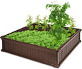Giantex Raised Garden Bed Planter for Flower Vegetables Outdoor Plant Box Patio Backyard Easy Assembly (48.5''Lx48.5''Wx12''H Brown)