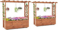 Giantex Raised Garden Bed with Sided Trellis &amp Roof Set 2 31”x16”x41” Wood Elevated Planter Box Freestanding Garden Planter Raised Bed for Flowers Herbs Climbing VinesBrown