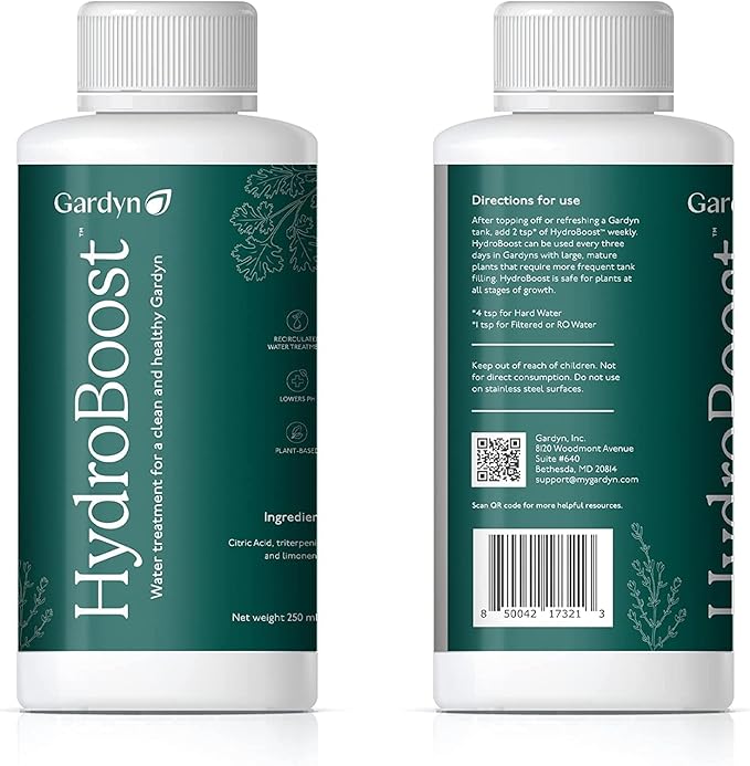 Gardyn HydroBoost for Gardyn Hydroponic Indoor Gardens - 250 ML (Plant Based Water Treatment-Lowers PH Balances Plant Nutrients &amp Reduces Need for More Intensive Hydroponic Growing System Cleanin