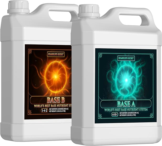 Humboldts Secret Base A &amp B Liquid Hydroponic Fertilizer | Complete Hydroponic Nutrients for Indoor and Outdoor Plants | Supports Healthy Vegetative Growth and Flowering Stage | 32 Ounce Set