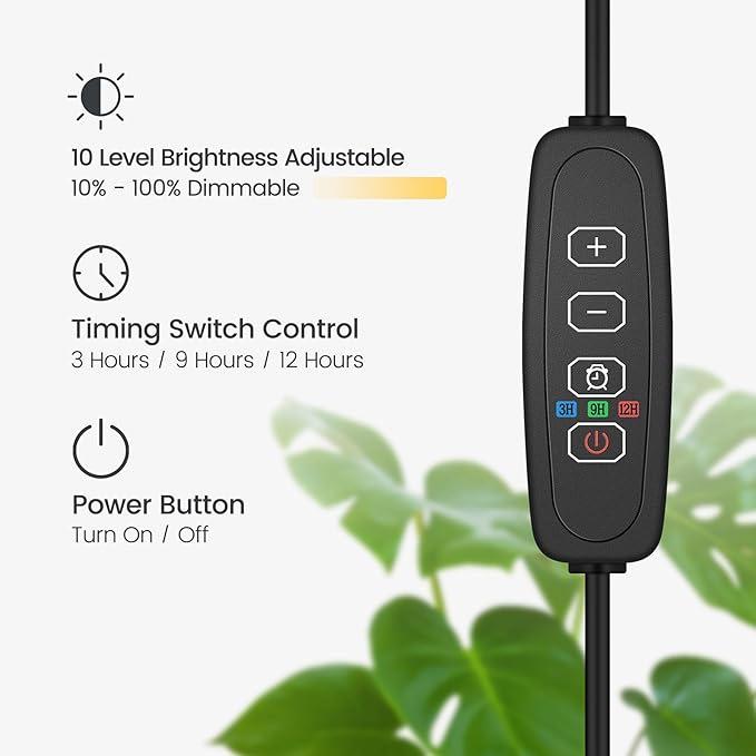 Plant Grow Lights for Indoor20W Large Round Full Spectrum Warm Light with Gooseneck63in Tall Stand Floor Growing Lamp Auto Timer10 Dimmable Levels for Tall Small Plants Flower Growth