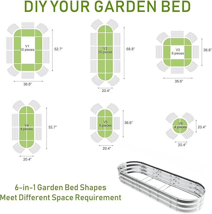 GADI Raised Garden Bed Kit 2Pack Galvanized Metal Planter Boxs Designed for Easy DIY and Cleaning Not Twist Or Rot(Silver)