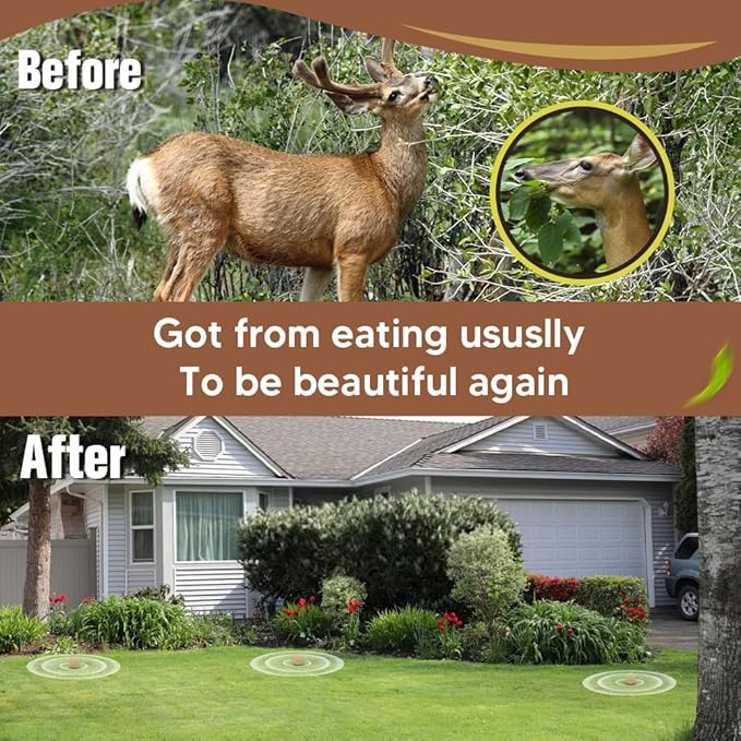Deer Repellent Outdoor Deer Repellent for Plants Rabbit Repellent Outdoor Deer and Rabbit Repellent Keeps Deer &amp Rabbits Out of Garden Yard Lawn 8 Packs