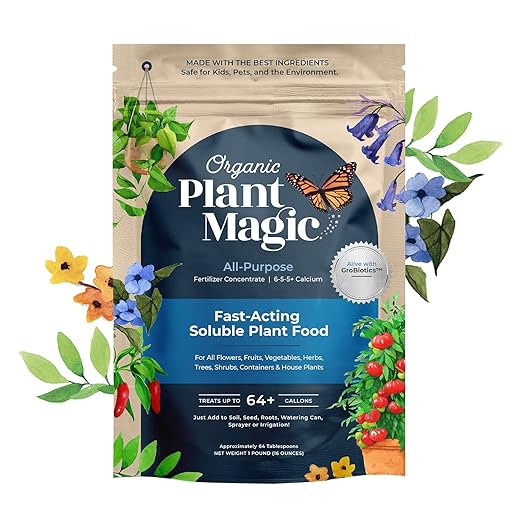 Organic Plant Magic - Truly Organic™ Fast-Acting Soluble Plant Food: All-Purpose Fertilizer Concentrate for All Flower Vegetable Herb Fruit Tree Shrub Container Garden &amp House Plants [One 1 lb Bag