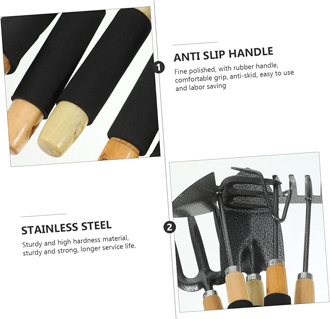 Totority 5pcs Heavy Duty Gardening Tool Set Garden Trowel Hand Rake Leaf Scoop Plant Shovel for Lawn and Garden