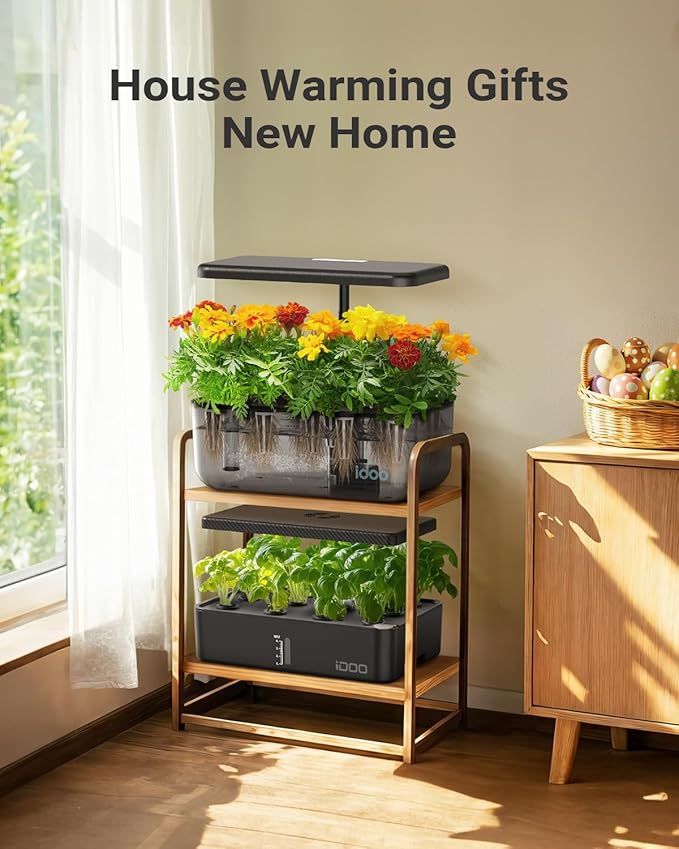 iDOO Hydroponics Growing System Kit 12 Pods Christmas Gifts Gardening Gifts for Women Mom Dad Kids Indoor Herb Garden with LED Grow Light for Home School Indoor Plants Good for Mental Health