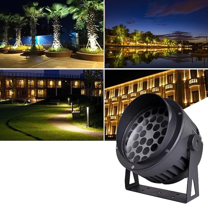Ground Landscape Lights Rotation Spotlight IP65 Waterproof Adjustable Led Beam Light 85-265V Floor Lamp for Yard Step Lawn Building External Wall Lighting(Green24W)