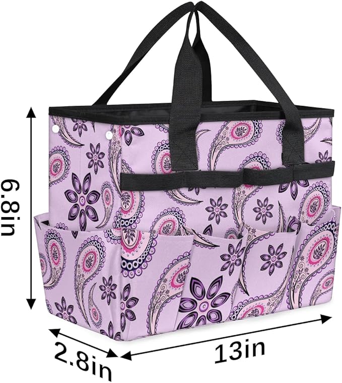 Garden Tool BagPaisley Flower Pattern Gardening Organizer Bag With Pockets Garden Tool Kit Storage Tote for Women Men Garden Tool Set Holder