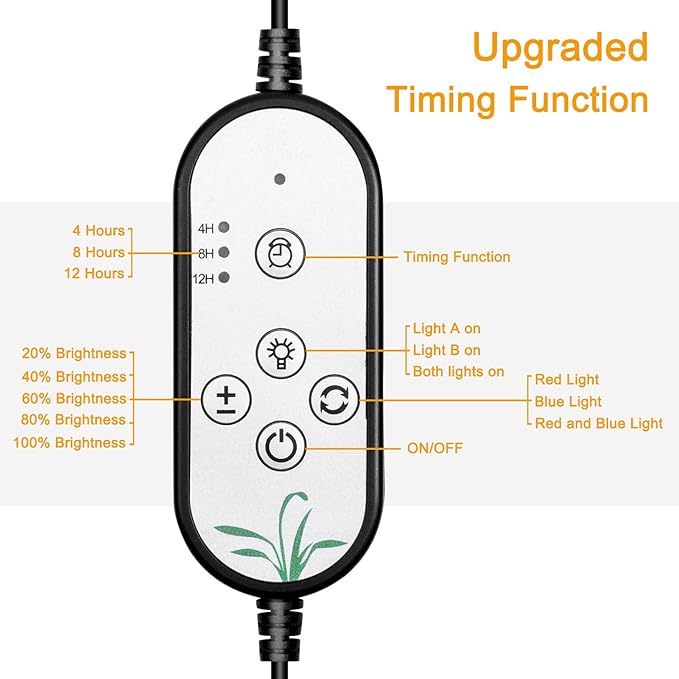 Full Spectrum Phyto Lamp DC5V USB LED Grow Light Dimmable Timer Desktop Clip Lamps IP66 Waterproof for Plants Flowers Vegetables Grow Box60w