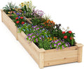 Giantex Wooden Raised Garden Bed with 2 Planter Boxes &amp Dividers 90x25x10 Raised Bed for Flowers Vegetables Fruits Herbs Gardening Planting Outdoor Garden Box for Patio Backyard Lawn (1)