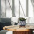 Ceramic 8 Planter ON Wooden Stand Gray