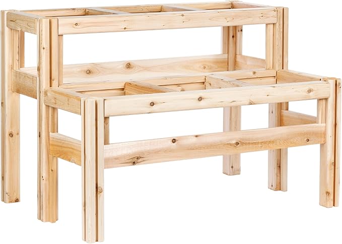 Greenes Fence Two-Tiers Six Bucket Elevated Cedar Wood Garden Frame 43 in. x 30 in. x 30 in. - Made in USA with North American Cedar