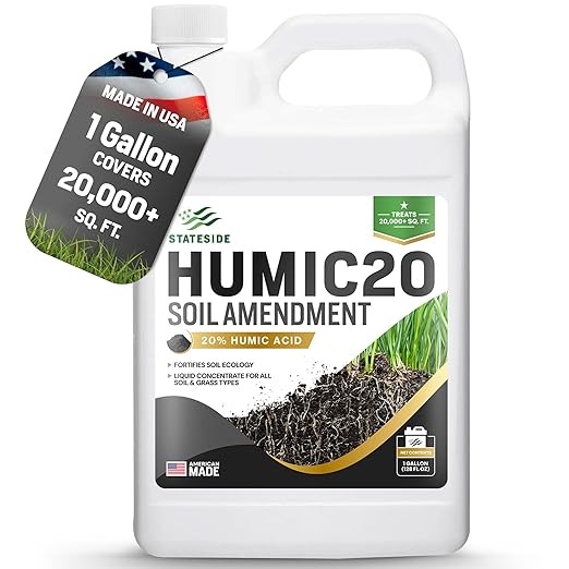 1 Gallon 20% Humic Acid for Lawn - Covers 20000 sq ft Humic20 Soil Amendments Ideal Soil Conditioner for Lawns Promotes Aeration &amp Better Structure for Stronger Roots &amp Healthy Grass Growt
