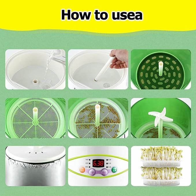 Home Smart Bean Sprout Machine Automatic Bean Sprout Machine Seed-Sprouter KitsTime and Temperature Control Water and Electricity separat