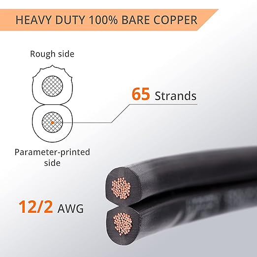 Wirefy 12/2 Low Voltage Landscape Wire 50 ft | Low Voltage Landscape Lighting Wire | Pure Copper | Outdoor Direct Burial | 12-Gauge 2-Conductor 50 Feet