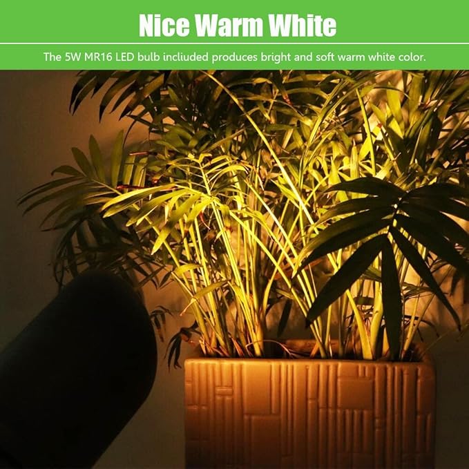 LED Brass Spotlight Uplight 12V Low Voltage Landscape Outdoor Lighting Waterproof Solid Brass Uplight Spotlight Accent Lighting Fixture Included a 12V Warm White MR16 LED Light Bulb