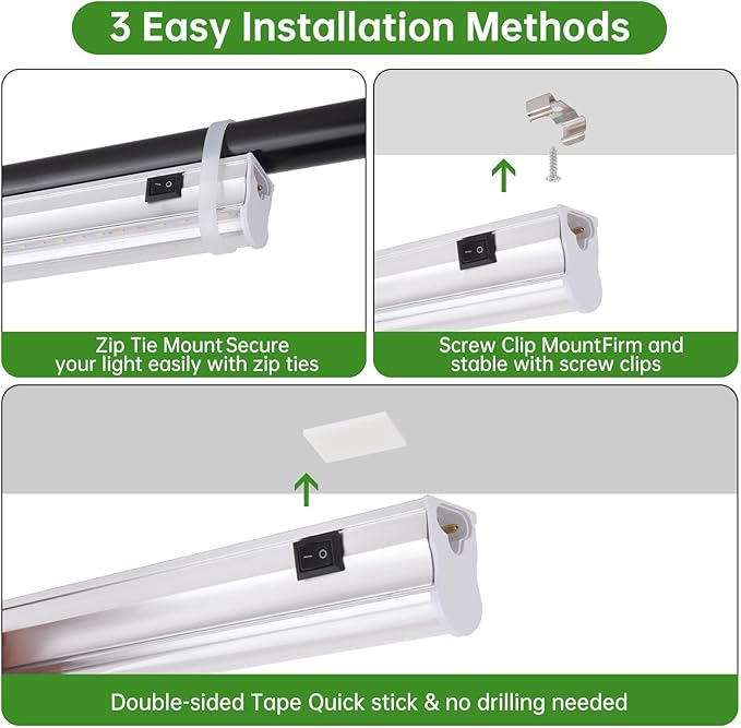 T5 Grow Lights 2FT 60W (4×15W 500W Equivalent) Full Spectrum Grow Lights for Indoor Plants 4000K Plug and Play Easy to Install for Greenhouse &amp Plant Shelves (4 Pack)