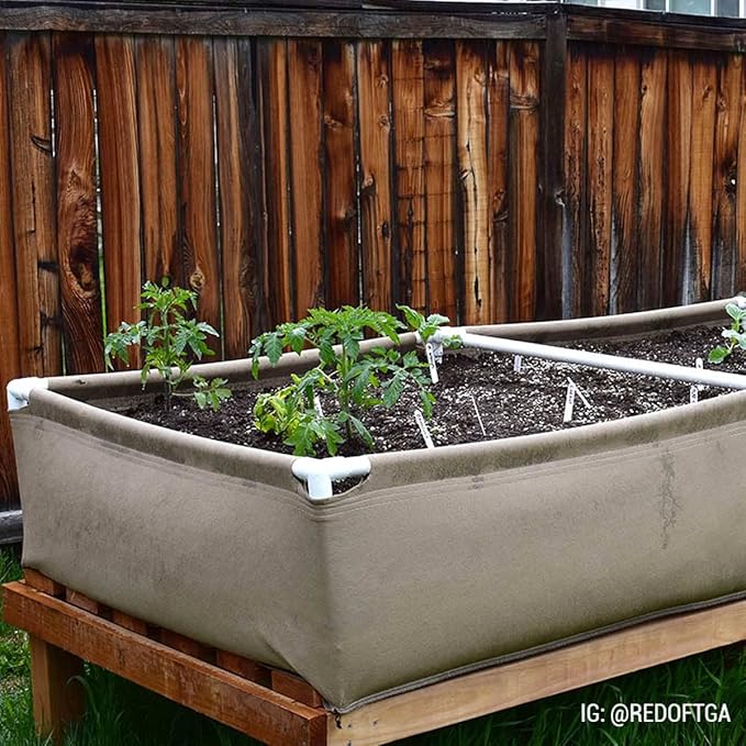 Sustainable Village Grassroots Fabric Raised Garden Bed 4'x8' with Trellis | Outdoor or Indoor Planter Bed Set | for Gardening Flowers Plants and Vegetables